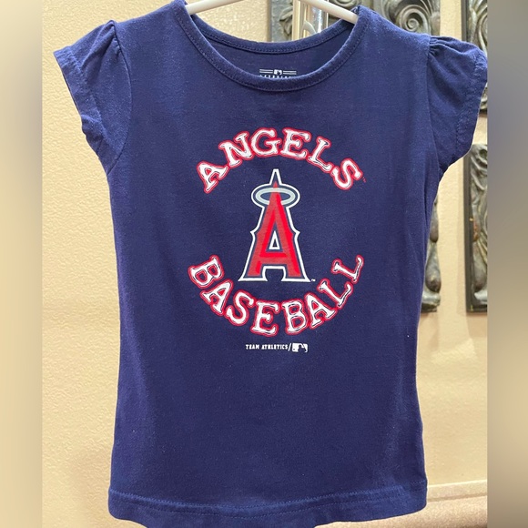Ángels Baseball ⚾️ Girls T-Shirt, Blue, Size 2T, Team Athletics, Light Use, MLB - Picture 1 of 5